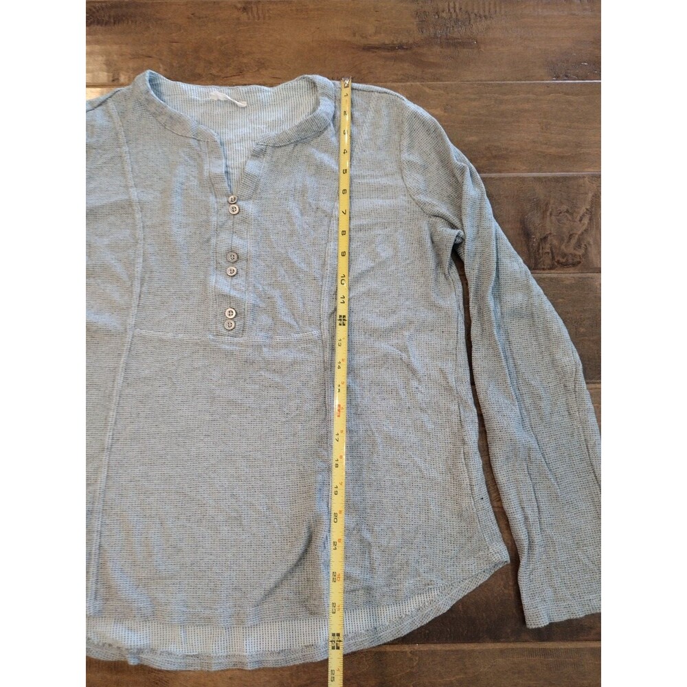 JANE AND DELANCEY Women's long-sleeve roll tab henley waffle shirt top - M - Picture 10 of 11